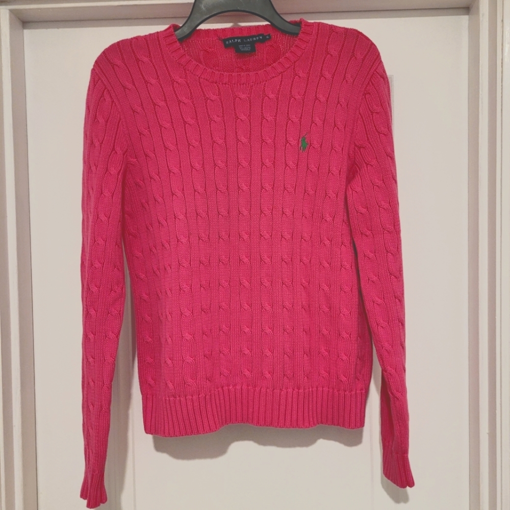 Ralph Lauren Pink Cable Sweater Size XL